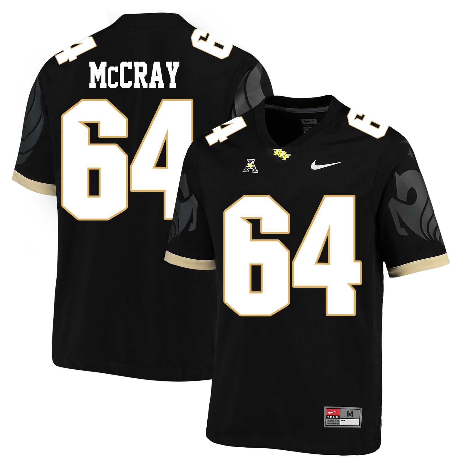 UCF Knights 64 Justin McCray Black College Football Jersey DingZhi
